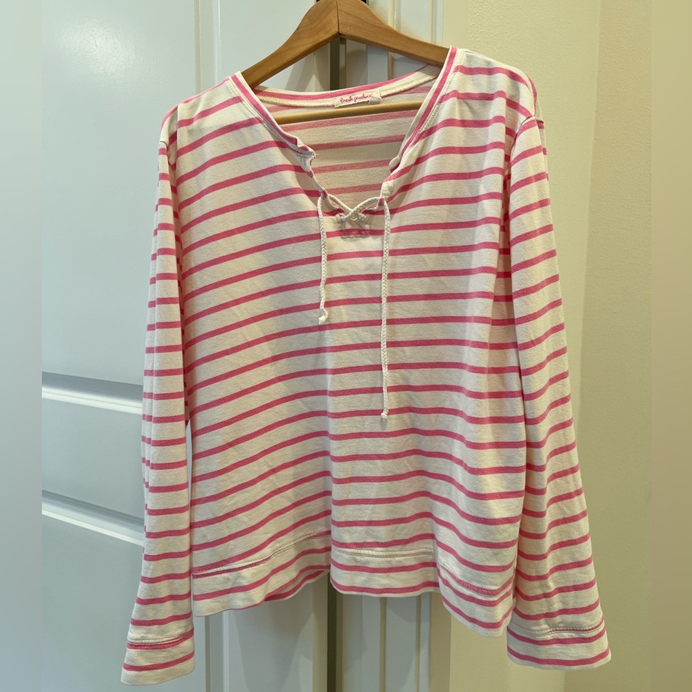 Fresh Produce Pink and White Striped sweatshirt